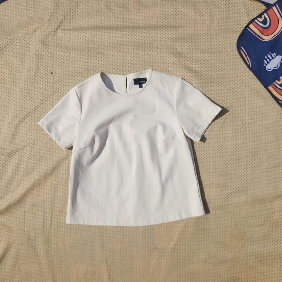 $129 Lucy Paris Women White Faux Leather Short-Sleeve Blouse Top T-Shirt Size XS - Picture 14 of 16